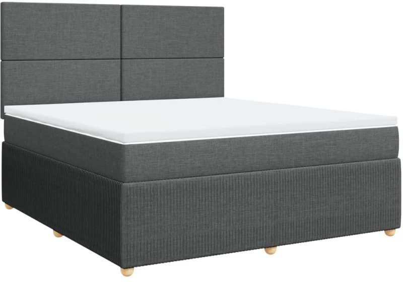 vidaXL Κρεβάτι Boxspring με Στρώμα Σκούρο Γκρι 180x200 εκ Υφασμάτιν