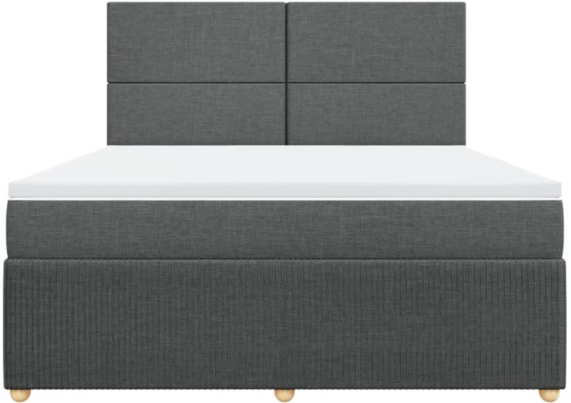 vidaXL Κρεβάτι Boxspring με Στρώμα Σκούρο Γκρι 180x200 εκ Υφασμάτιν