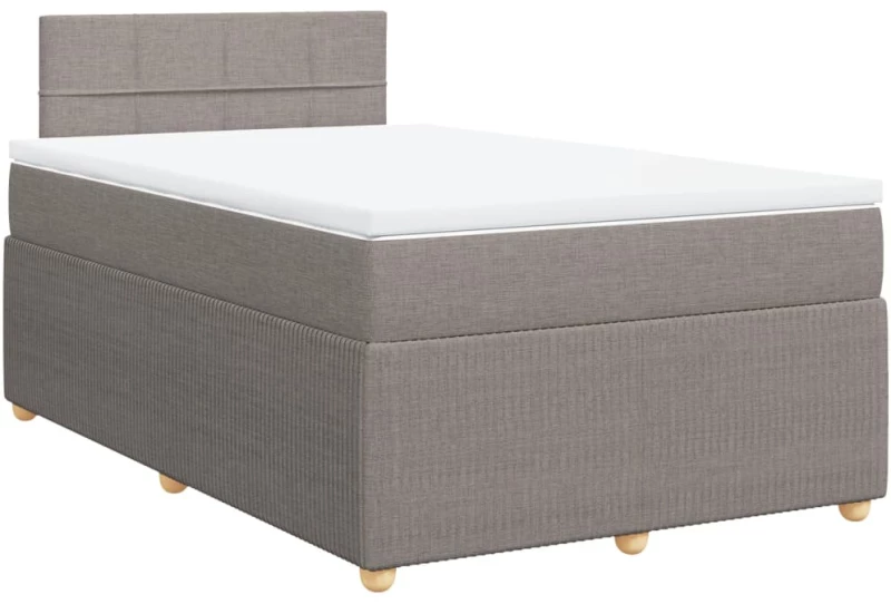 vidaXL Κρεβάτι Boxspring με Στρώμα Taupe 120x200 εκ. Υφασμάτινο
