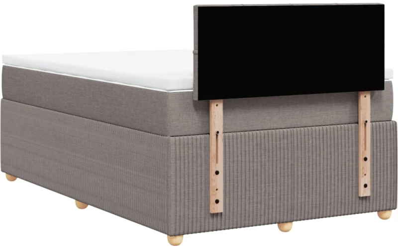 vidaXL Κρεβάτι Boxspring με Στρώμα Taupe 120x200 εκ. Υφασμάτινο