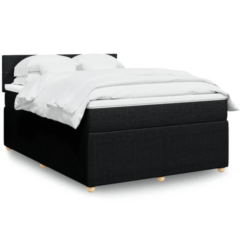 vidaXL Κρεβάτι Boxspring με Στρώμα Μαύρο 140x190 εκ. Υφασμάτινο