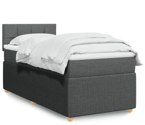 vidaXL Κρεβάτι Boxspring με Στρώμα Σκούρο Γκρι 80x200 εκ. Υφασμάτινο