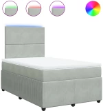 vidaXL Κρεβάτι Boxspring με Στρώμα Ανοιχτό Γκρι 120x200 εκ. Βελούδινο