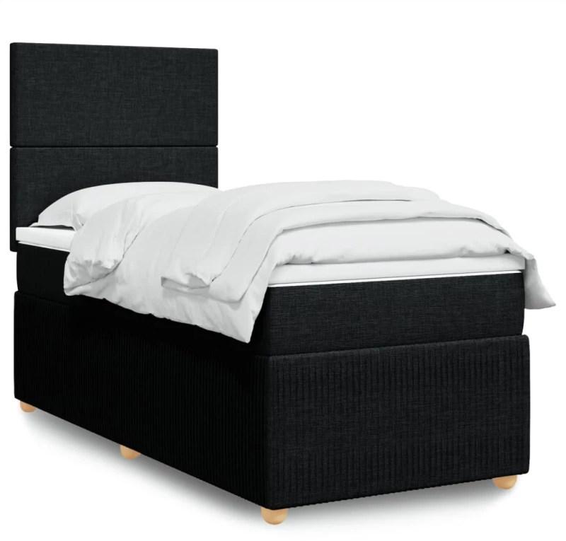 vidaXL Κρεβάτι Boxspring με Στρώμα Μαύρο 100 x 200 εκ. Υφασμάτινο