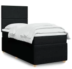 vidaXL Κρεβάτι Boxspring με Στρώμα Μαύρο 100 x 200 εκ. Υφασμάτινο