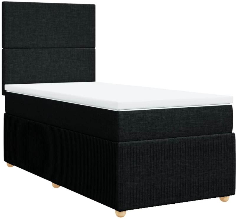 vidaXL Κρεβάτι Boxspring με Στρώμα Μαύρο 100 x 200 εκ. Υφασμάτινο