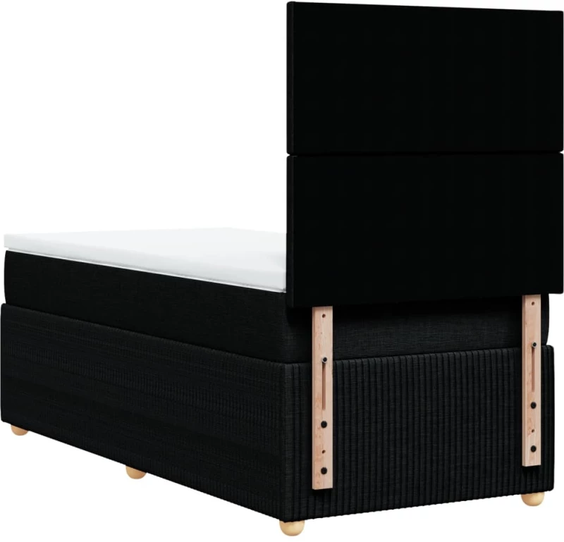 vidaXL Κρεβάτι Boxspring με Στρώμα Μαύρο 100 x 200 εκ. Υφασμάτινο