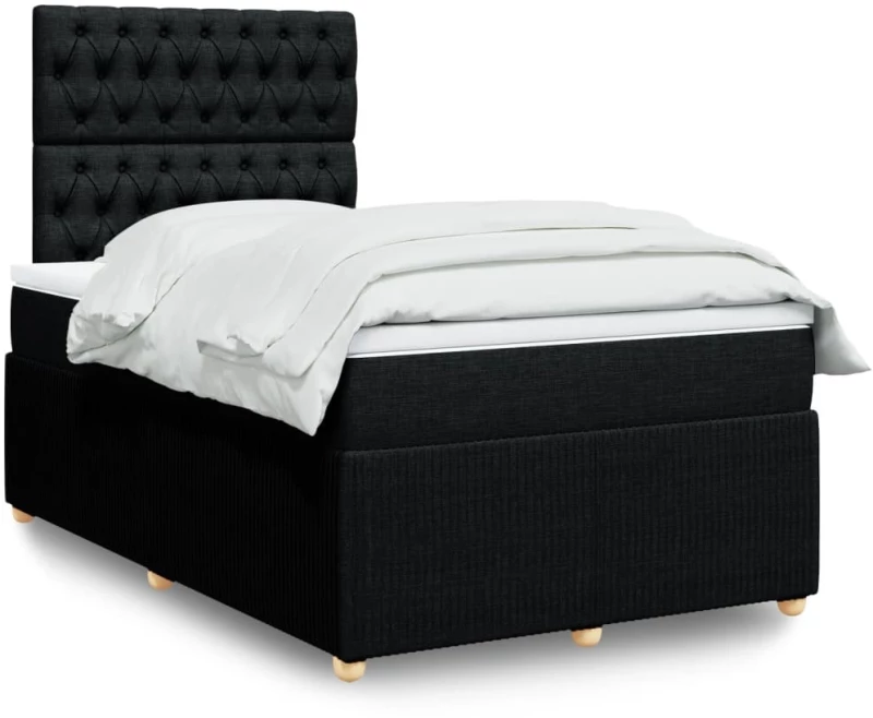 vidaXL Κρεβάτι Boxspring με Στρώμα Μαύρο 120x200 εκ. Υφασμάτινο