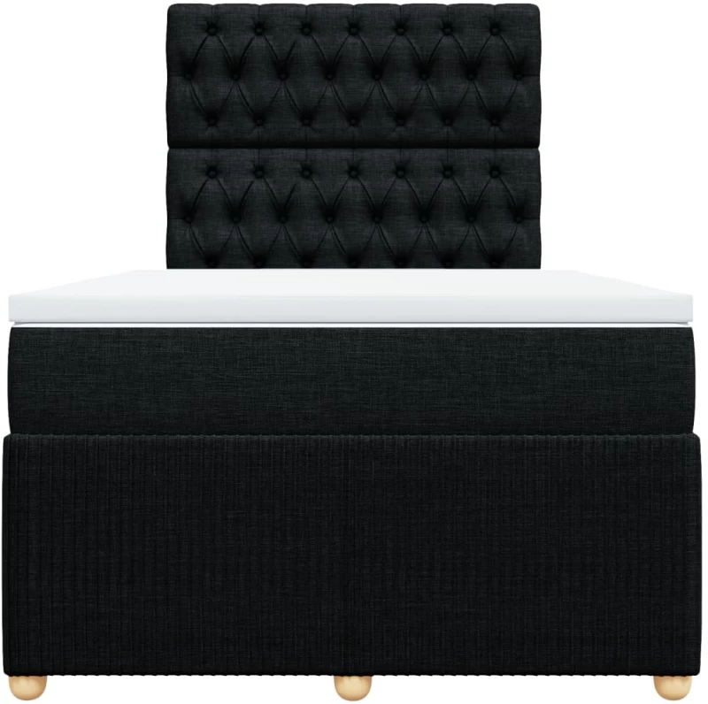 vidaXL Κρεβάτι Boxspring με Στρώμα Μαύρο 120x200 εκ. Υφασμάτινο