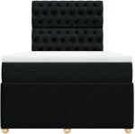 vidaXL Κρεβάτι Boxspring με Στρώμα Μαύρο 120x200 εκ. Υφασμάτινο