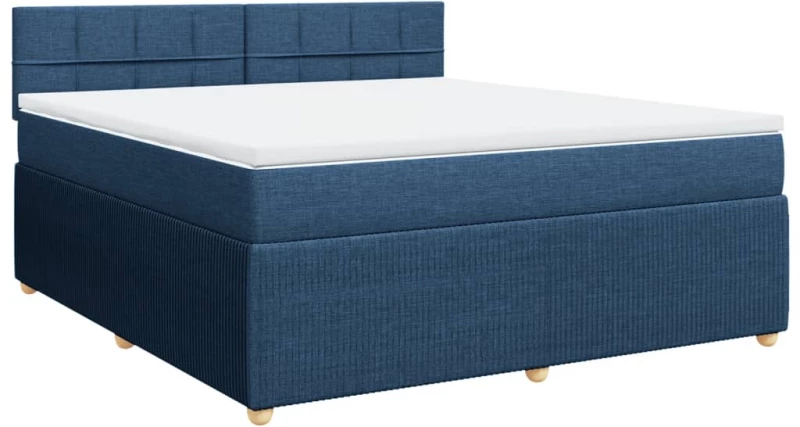 vidaXL Κρεβάτι Boxspring με Στρώμα Μπλε 180x200 εκ. Υφασμάτινο