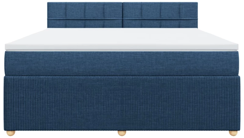 vidaXL Κρεβάτι Boxspring με Στρώμα Μπλε 180x200 εκ. Υφασμάτινο