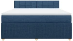 vidaXL Κρεβάτι Boxspring με Στρώμα Μπλε 180x200 εκ. Υφασμάτινο