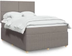 vidaXL Κρεβάτι Boxspring με Στρώμα Taupe 140x200 εκ. Υφασμάτινο