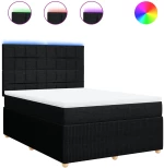 vidaXL Κρεβάτι Boxspring με Στρώμα Μαύρο 140x200 εκ. Υφασμάτινο