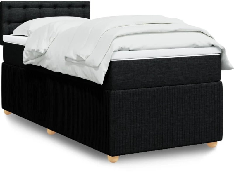 vidaXL Κρεβάτι Boxspring με Στρώμα Μαύρο 100 x 200 εκ. Υφασμάτινο