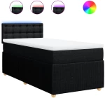 vidaXL Κρεβάτι Boxspring με Στρώμα Μαύρο 100 x 200 εκ. Υφασμάτινο
