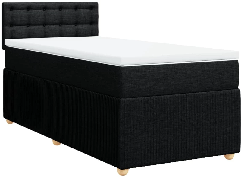 vidaXL Κρεβάτι Boxspring με Στρώμα Μαύρο 100 x 200 εκ. Υφασμάτινο