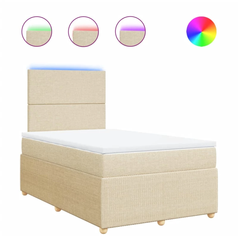 vidaXL Κρεβάτι Boxspring με Στρώμα Κρεμ 120x200 εκ. Υφασμάτινο