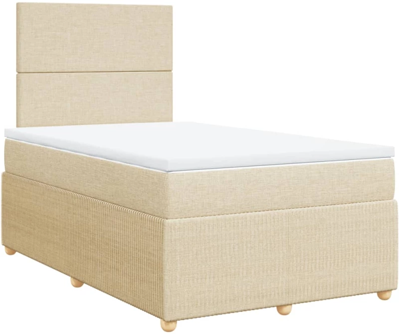 vidaXL Κρεβάτι Boxspring με Στρώμα Κρεμ 120x200 εκ. Υφασμάτινο