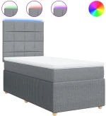 vidaXL Κρεβάτι Boxspring με Στρώμα Ανοιχτό Γκρι 90x200 εκ. Υφασμάτινο