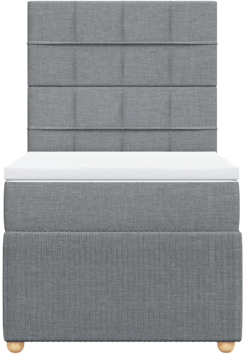 vidaXL Κρεβάτι Boxspring με Στρώμα Ανοιχτό Γκρι 90x200 εκ. Υφασμάτινο