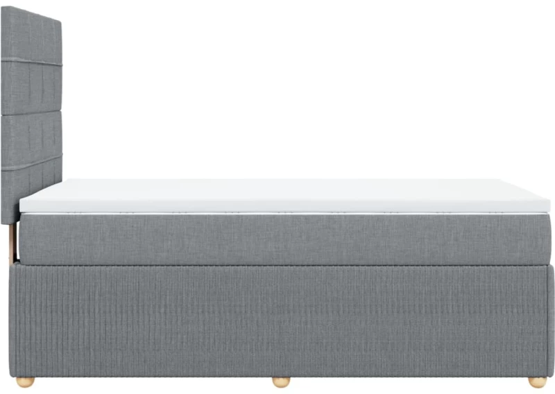 vidaXL Κρεβάτι Boxspring με Στρώμα Ανοιχτό Γκρι 90x200 εκ. Υφασμάτινο
