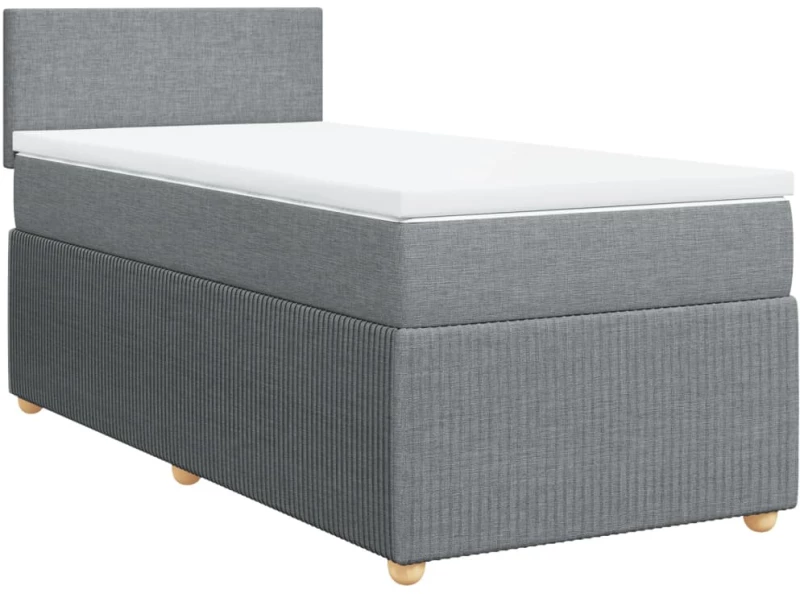 vidaXL Κρεβάτι Boxspring με Στρώμα Ανοιχτό Γκρι 100x200 εκ. Υφασμάτινο