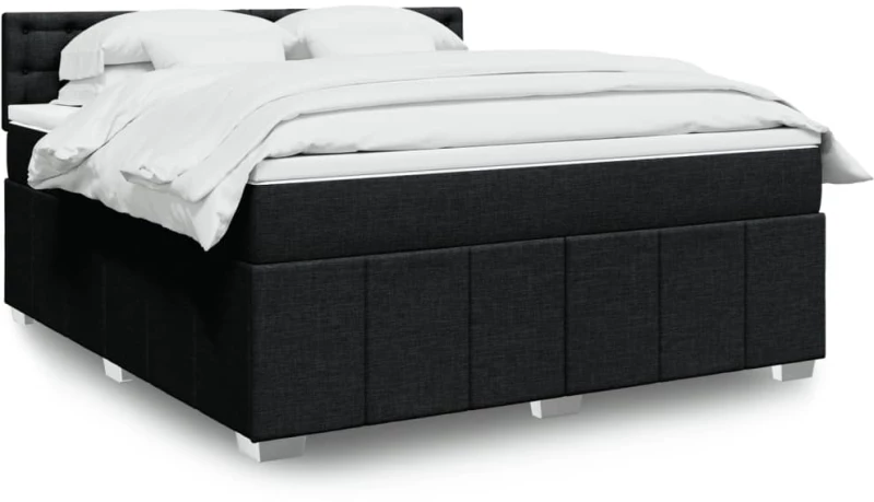 vidaXL Κρεβάτι Boxspring με Στρώμα Μαύρο 180x200 εκ. Υφασμάτινο