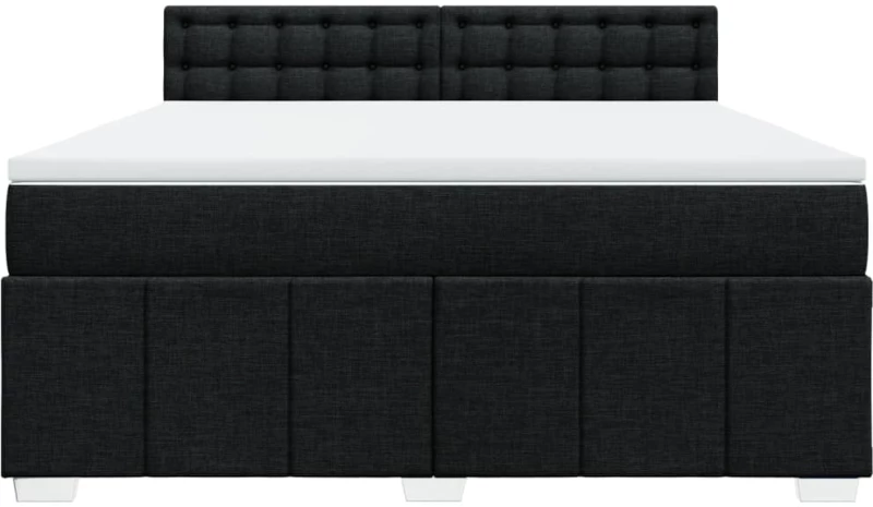 vidaXL Κρεβάτι Boxspring με Στρώμα Μαύρο 180x200 εκ. Υφασμάτινο