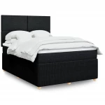 vidaXL Κρεβάτι Boxspring με Στρώμα Μαύρο 140x190 εκ. Υφασμάτινο
