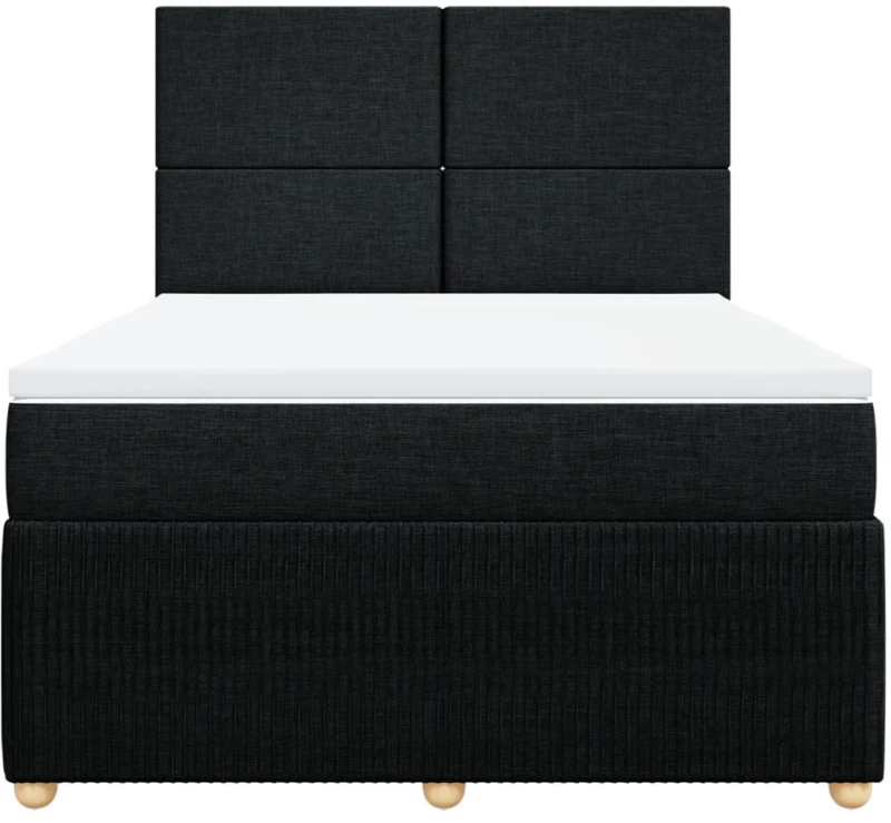 vidaXL Κρεβάτι Boxspring με Στρώμα Μαύρο 140x190 εκ. Υφασμάτινο
