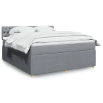 vidaXL Κρεβάτι Boxspring με Στρώμα Ανοιχτό Γκρι 180x200 εκ. Υφασμάτινο