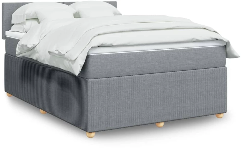 vidaXL Κρεβάτι Boxspring με Στρώμα Ανοιχτό Γκρι 140x200 εκ. Υφασμάτινο