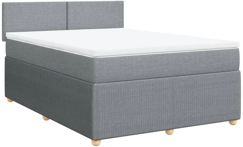 vidaXL Κρεβάτι Boxspring με Στρώμα Ανοιχτό Γκρι 140x200 εκ. Υφασμάτινο