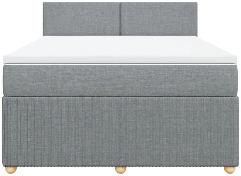 vidaXL Κρεβάτι Boxspring με Στρώμα Ανοιχτό Γκρι 140x200 εκ. Υφασμάτινο