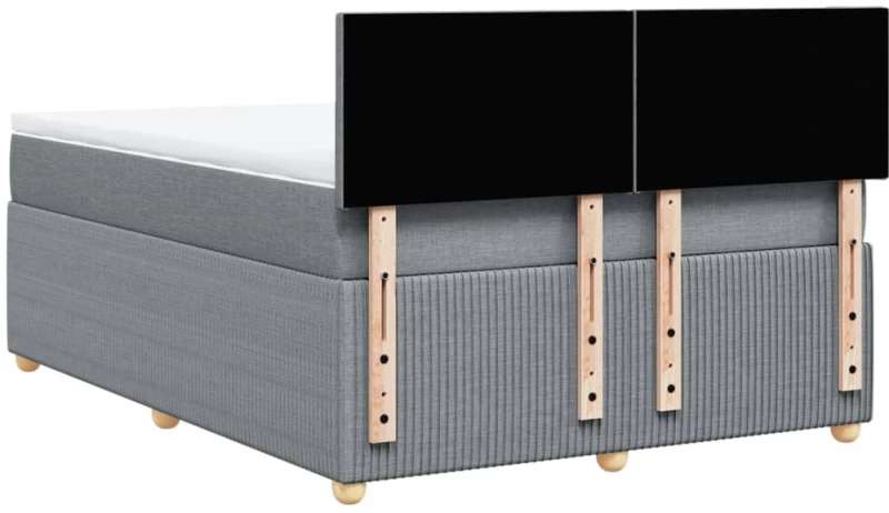 vidaXL Κρεβάτι Boxspring με Στρώμα Ανοιχτό Γκρι 140x200 εκ. Υφασμάτινο