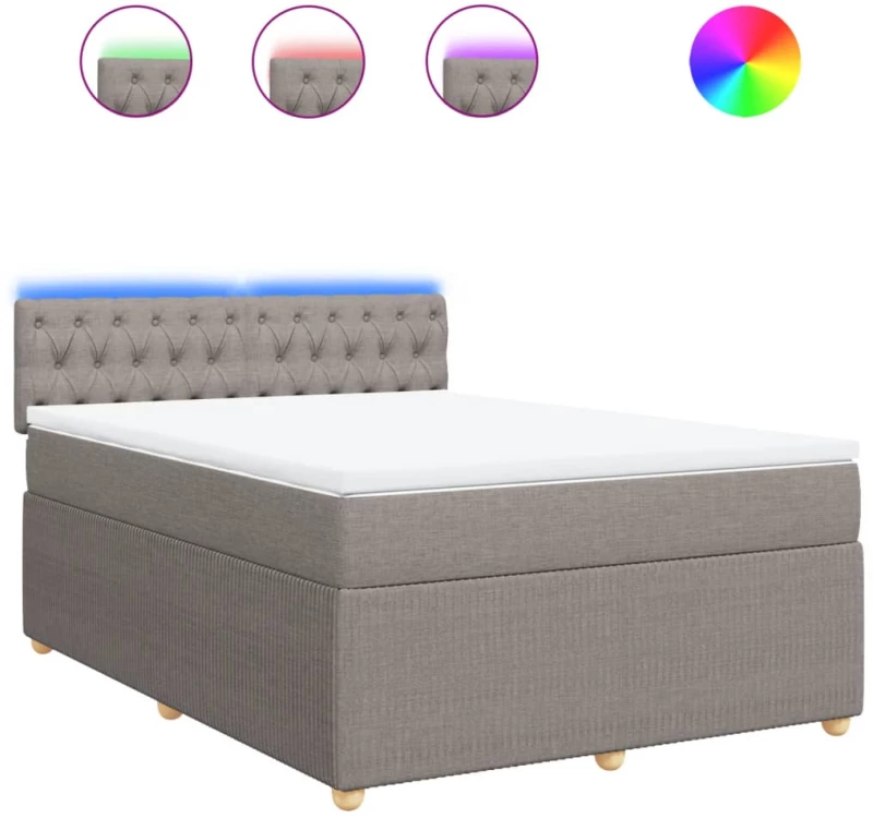 vidaXL Κρεβάτι Boxspring με Στρώμα Taupe 140x200 εκ. Υφασμάτινο