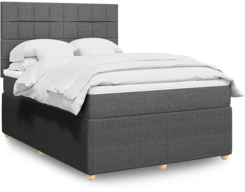 vidaXL Κρεβάτι Boxspring με Στρώμα Σκούρο Γκρι 140x200 εκ Υφασμάτινο