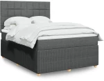 vidaXL Κρεβάτι Boxspring με Στρώμα Σκούρο Γκρι 140x200 εκ Υφασμάτινο