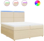 vidaXL Κρεβάτι Boxspring με Στρώμα Κρεμ 200x200 εκ. Υφασμάτινο