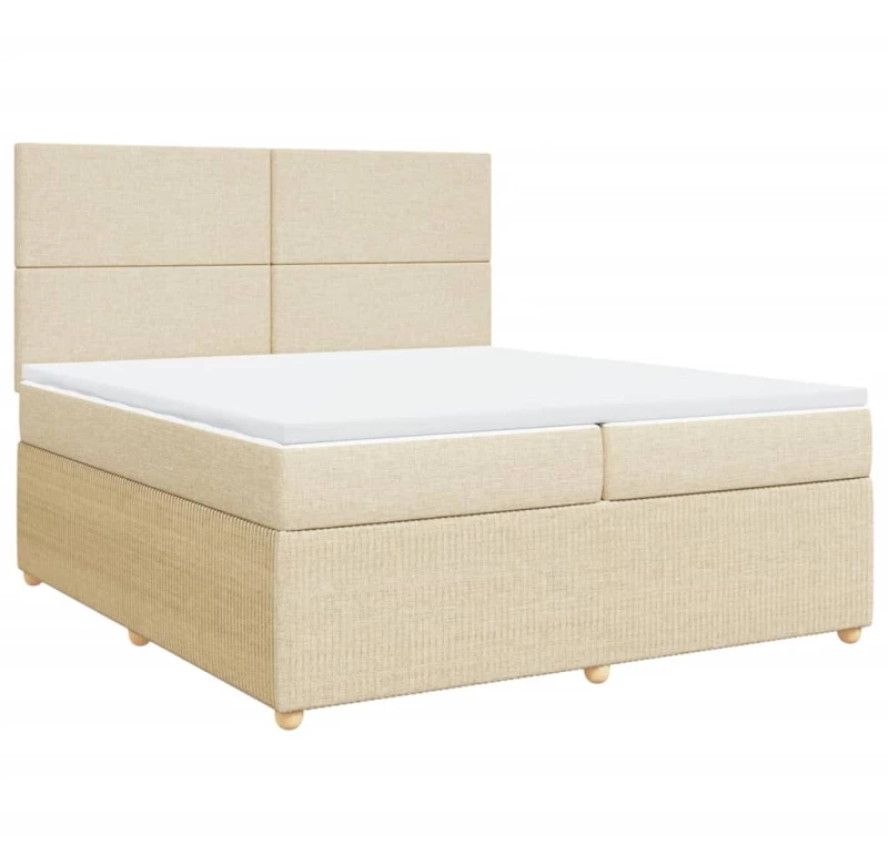 vidaXL Κρεβάτι Boxspring με Στρώμα Κρεμ 200x200 εκ. Υφασμάτινο