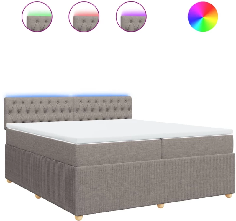vidaXL Κρεβάτι Boxspring με Στρώμα Taupe 200x200 εκ. Υφασμάτινο