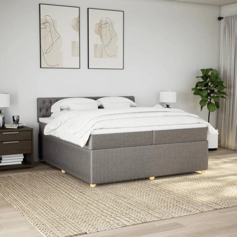 vidaXL Κρεβάτι Boxspring με Στρώμα Taupe 200x200 εκ. Υφασμάτινο