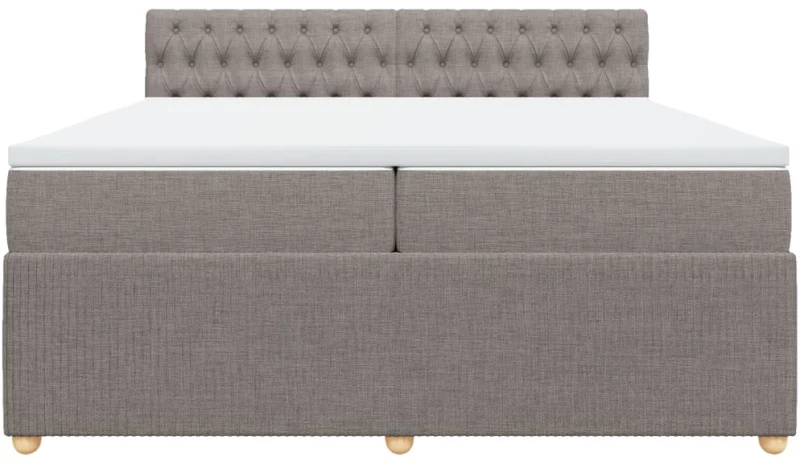 vidaXL Κρεβάτι Boxspring με Στρώμα Taupe 200x200 εκ. Υφασμάτινο