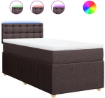 vidaXL Κρεβάτι Boxspring με Στρώμα Σκούρο Καφέ 90x200 εκ. Υφασμάτινο