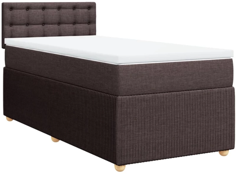 vidaXL Κρεβάτι Boxspring με Στρώμα Σκούρο Καφέ 90x200 εκ. Υφασμάτινο