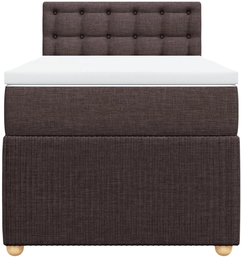 vidaXL Κρεβάτι Boxspring με Στρώμα Σκούρο Καφέ 90x200 εκ. Υφασμάτινο