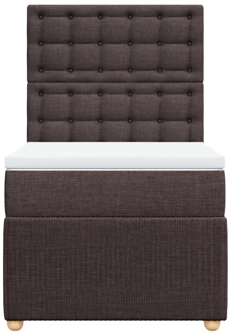 vidaXL Κρεβάτι Boxspring με Στρώμα Σκούρο Καφέ 90x200 εκ. Υφασμάτινο