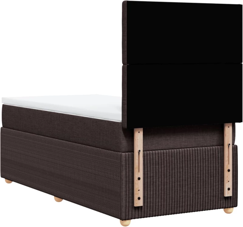 vidaXL Κρεβάτι Boxspring με Στρώμα Σκούρο Καφέ 90x200 εκ. Υφασμάτινο